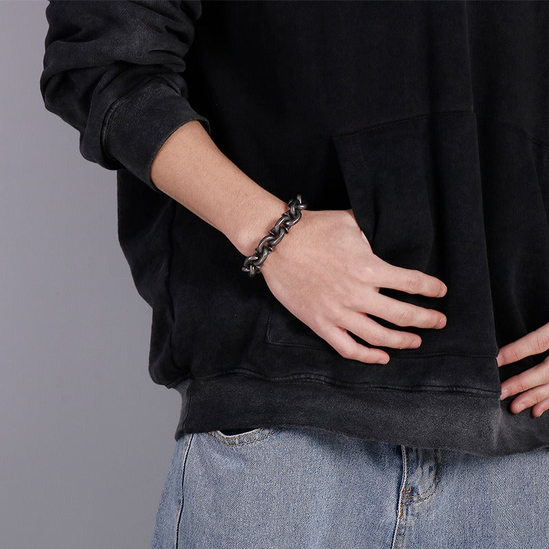 Kemstone Nail Cuff Chain Bracelet – Stainless Steel Punk Men’s Jewelry Vintage Rustic Finish KB126373