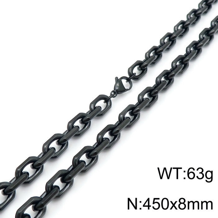 Kemstone Men’s Black O-Link Chain Bracelet & Necklace – Stainless Steel Gothic Viking KS141119-Z