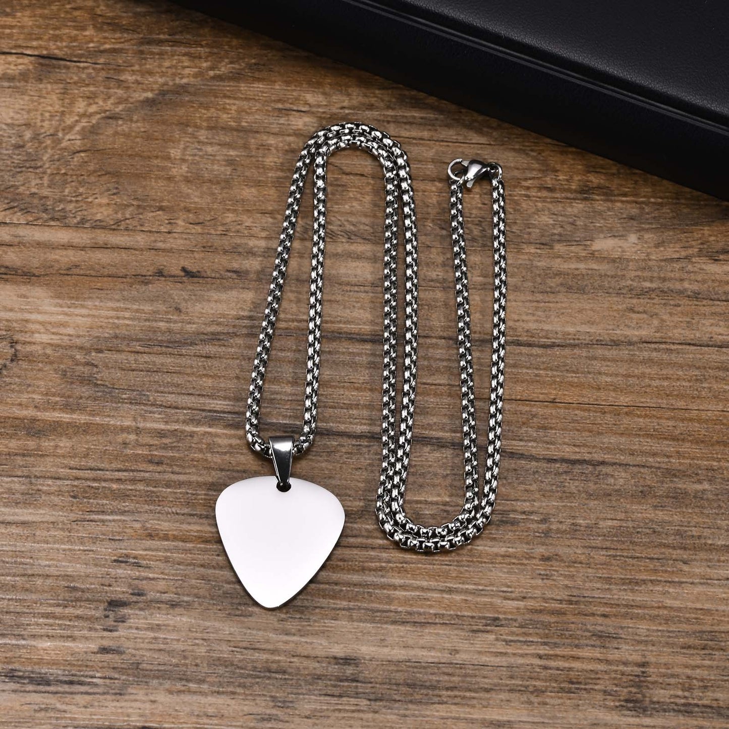 Kemstone Steel Guitar Pick Pendant Necklace – 316L Stainless Steel Minimalist Rock Jewelry PN-1843