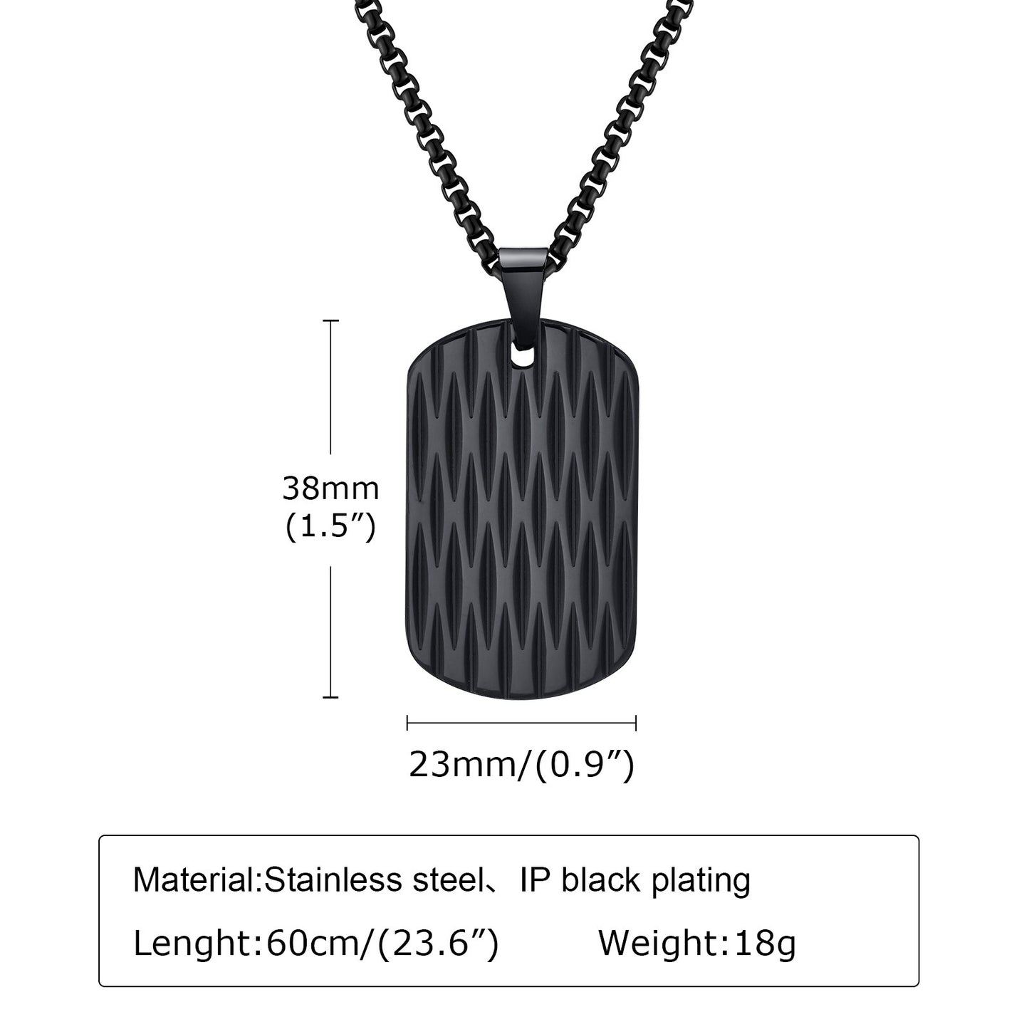Kemstone Men’s Stainless Steel Geometric Ripple Dog Tag Pendant Necklace – Modern Street Style PN-1920