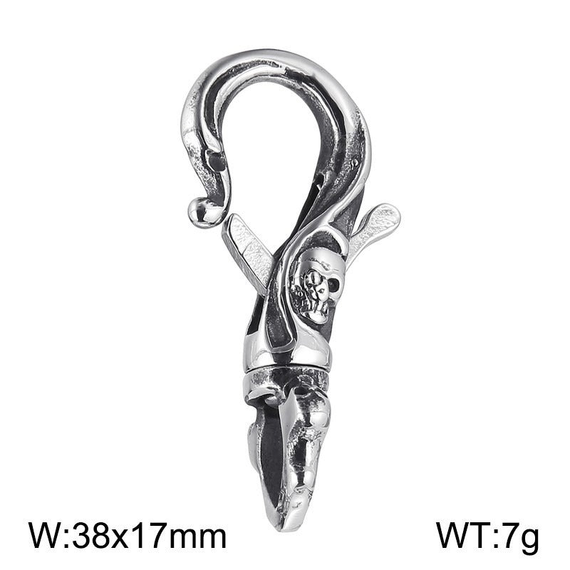 Kemstone Skull Pendant Necklace & Keychain – Stainless Steel Punk Jewelry for Men, Gothic Street Style KP47067
