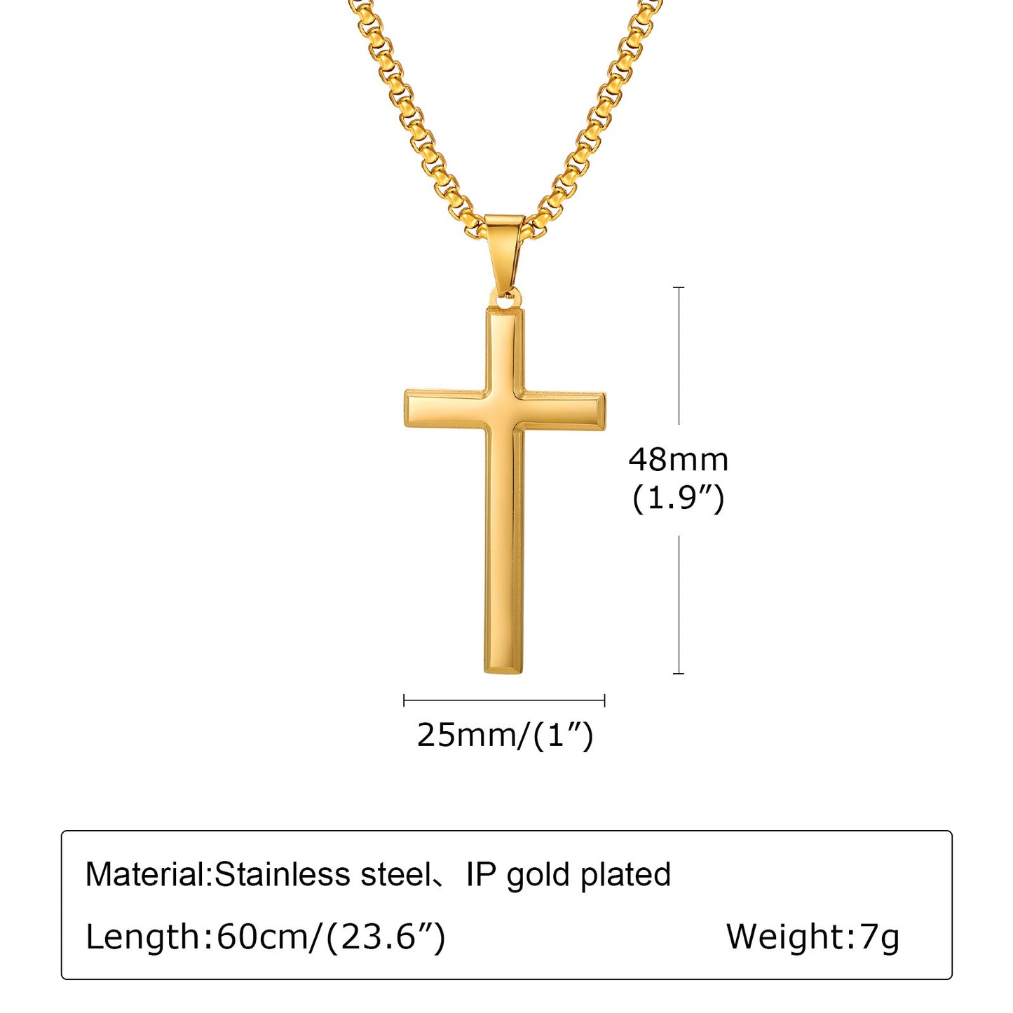 Steel Cross Pendant Necklace – Polished Minimalism in Silver, Gold & Black PN2045