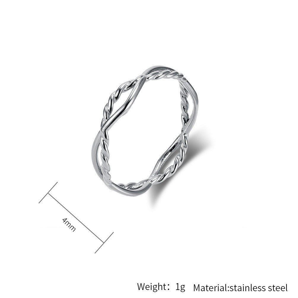 Kemstone Twisted Rope Ring – Stainless Steel Braided Women’s Jewelry K-R1072