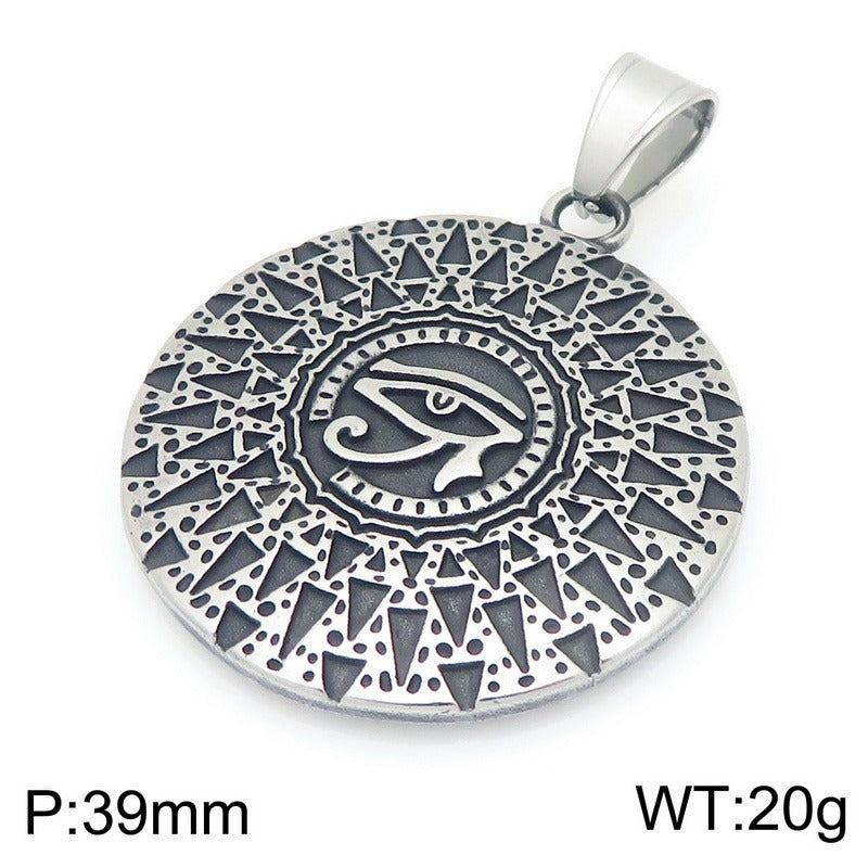 Kemstone Viking Compass Necklace – Titanium Steel Evil Eye Amulet KP116383-MZOZ