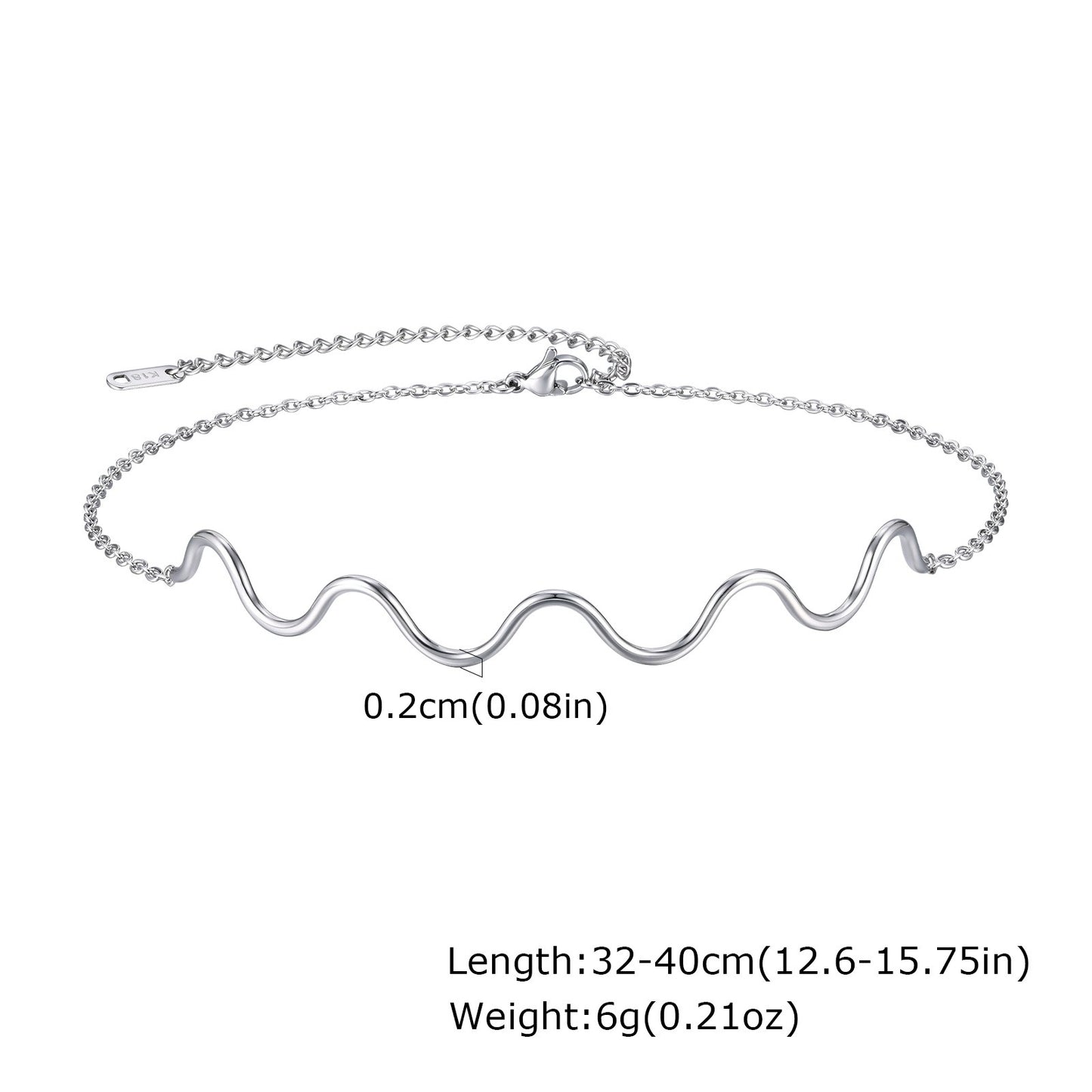 Wave Choker & Bracelet for Women – Stainless Steel Minimalist Street Jewelry | Gothic Nordic Vibe NC-1809