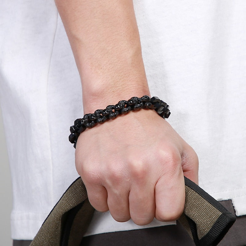 Kemstone Creative Skull Fusion Titanium Steel Men's Bracelet – Bold Punk Style KB152155-KFC