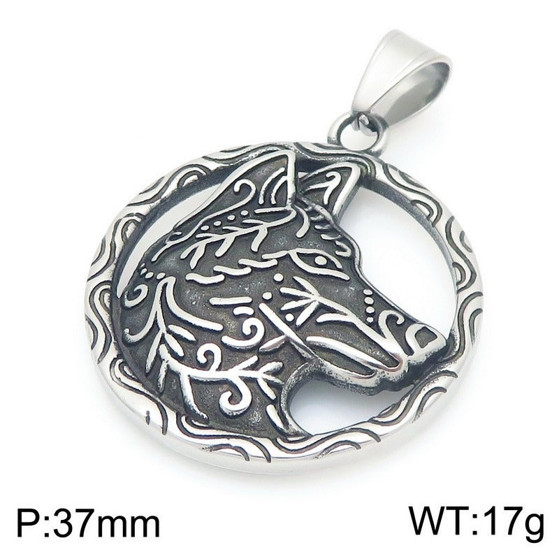 Kemstone Viking Wolf Pendant Necklace for Men – Stainless Steel Symbol Jewelry KP116382-MZOZ