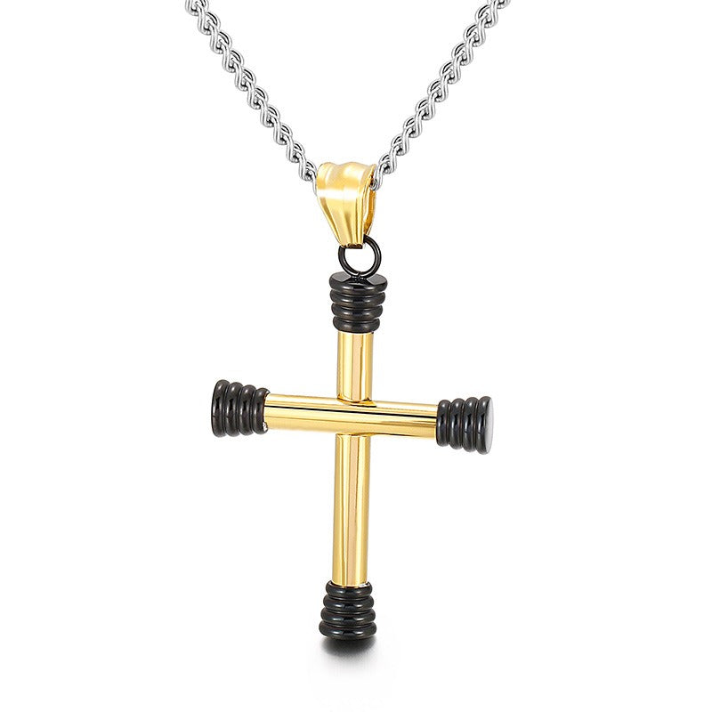 Kemstone Titanium Steel Tubular Cross Necklace for Men KP96970-KHY