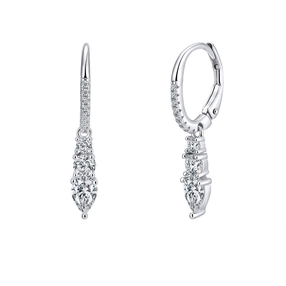 925 Sterling Silver Teardrop Cubic Zirconia Drop Earrings for Women | Gold & Platinum Plated Hypoallergenic Dangle Jewelry by Kemstone A4-LZE60