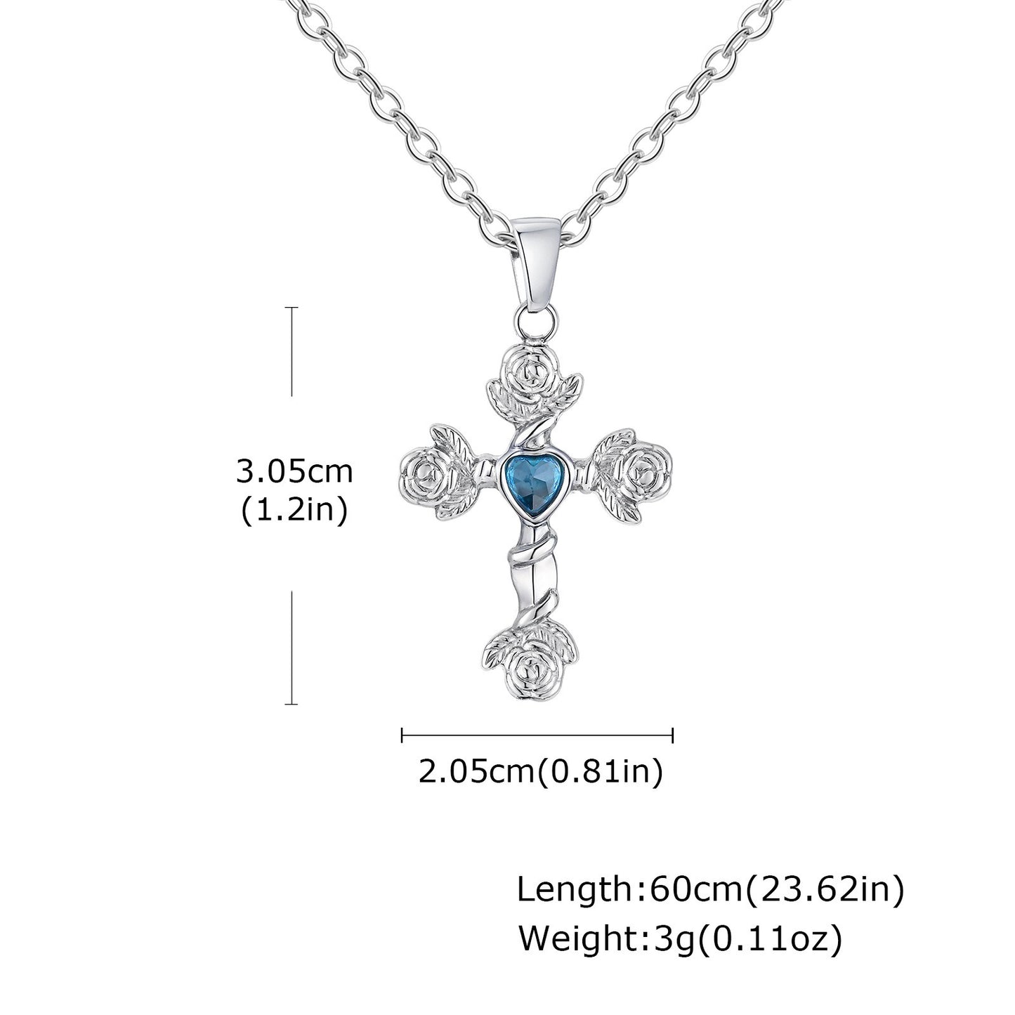 Kemstone Men’s Gothic Cross Pendant Necklace – Stainless Steel Vintage Rose PN-2240