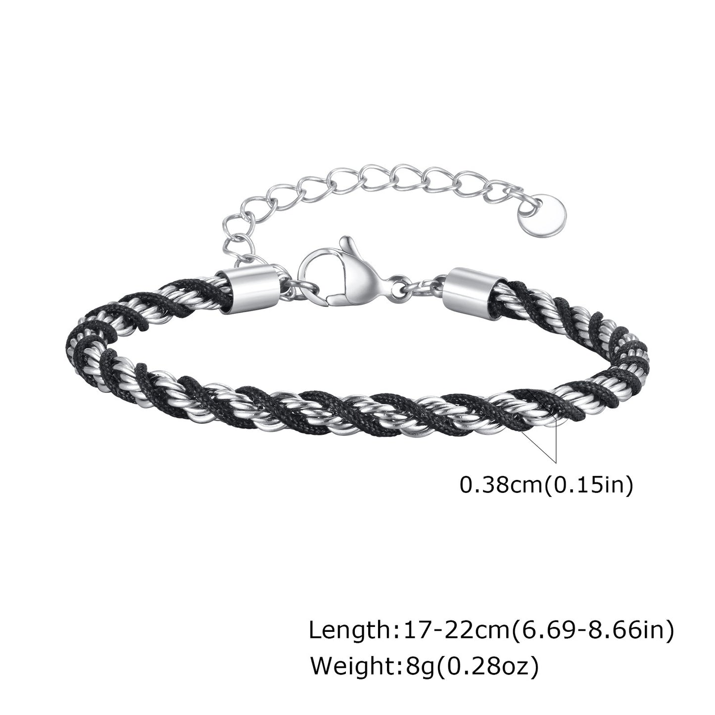 Kemstone Stainless Steel Rope Twist Bracelet Necklace – Men’s Jewelry BR-235