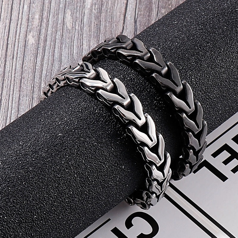 Kemstone Vintage Punk Titanium Steel Bone Chain Bracelet – Bold Retro Style KB148837