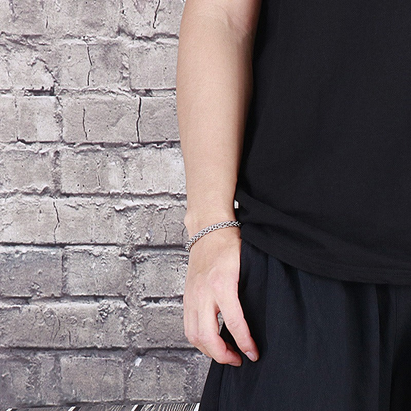 Set di catene in acciaio al titanio Kemstone da uomo – Duo collana e bracciale minimalisti KS139206-Z