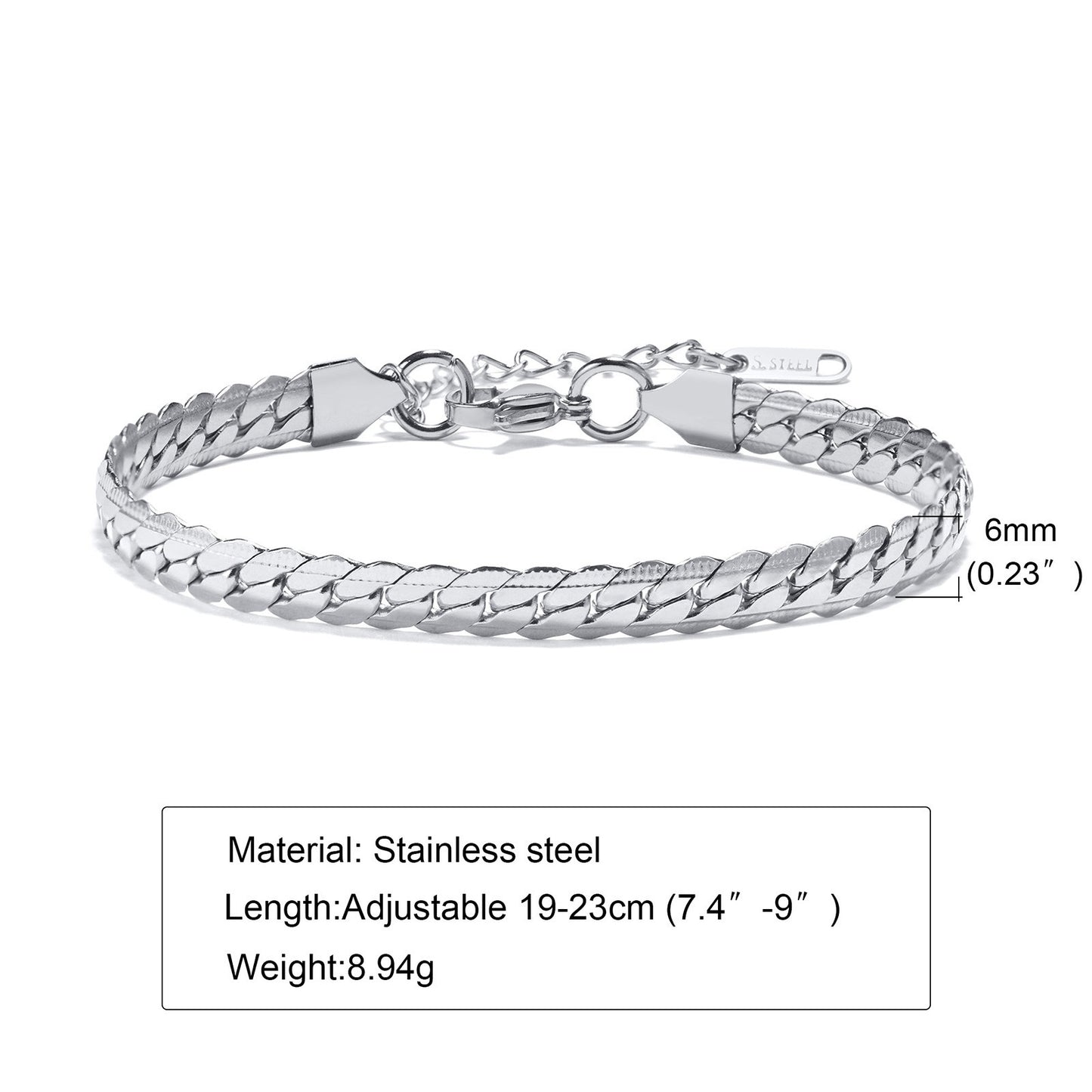 Kemstone Cuban Link Bracelet – 6mm Gold-Tone Stainless Steel Men’s Chain BR-1231