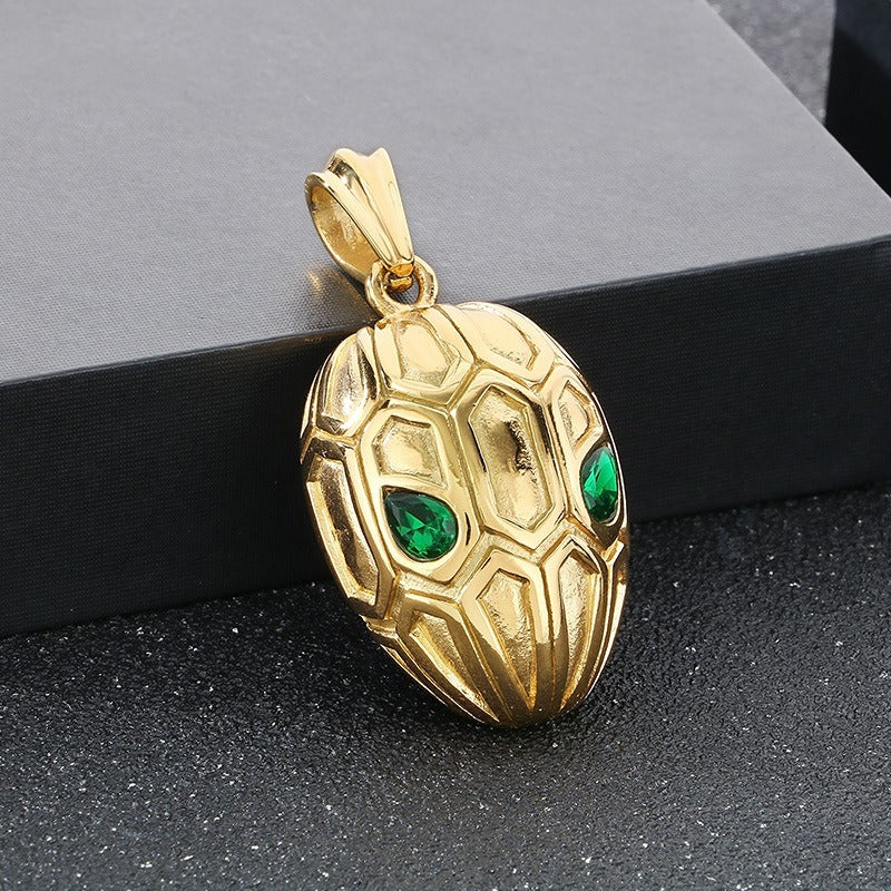 Kemstone Men’s Titanium Steel Snake Head Necklace – Vintage Serpent Jewelry KP116379-KJX