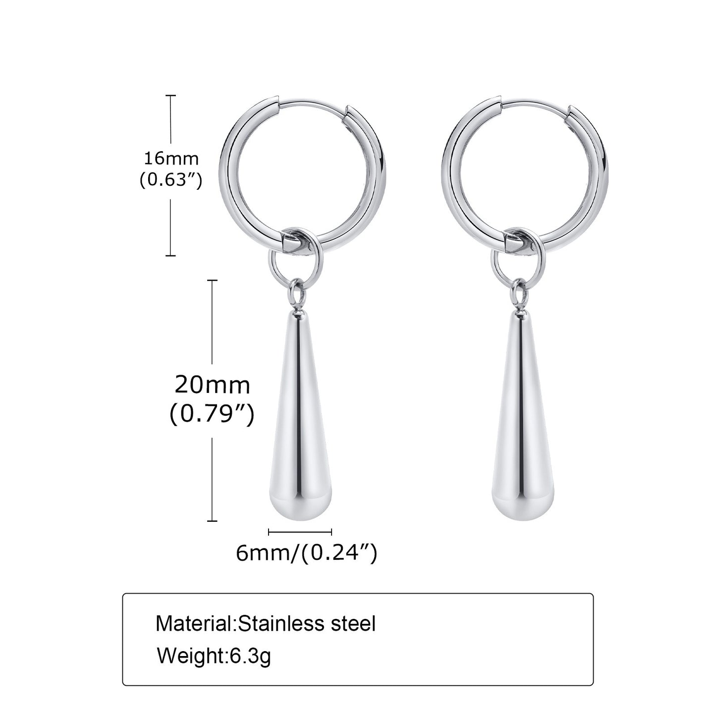 Pendientes Kemstone de acero inoxidable con forma de gota dorada - Pendientes geométricos minimalistas para mujer ED-556