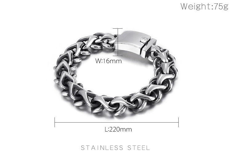 Kemstone Men’s Stainless Steel Viking Chain Bracelet – 16–20mm Gothic Street Warrior KB82293-BD