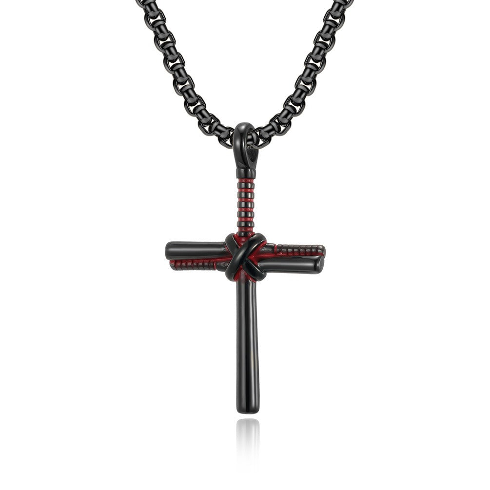 Kemstone Stainless Steel Baseball Bat Cross Necklace for Men K-PT404