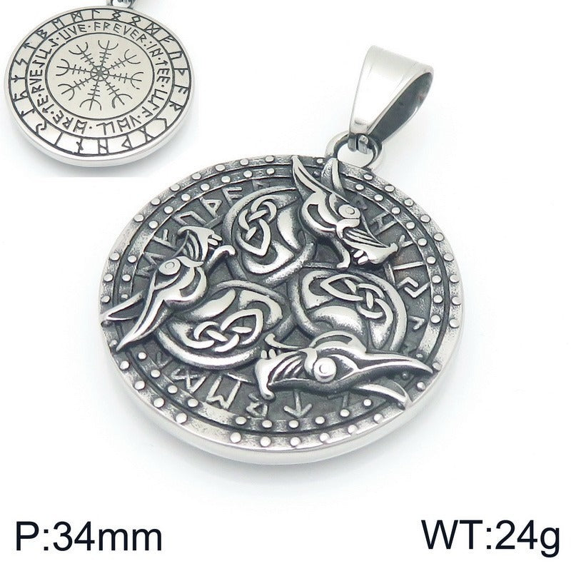 Kemstone Men’s Titanium Steel Viking Dragon Pendant Necklace – Celtic Eagle Design KP117361-MZOZ