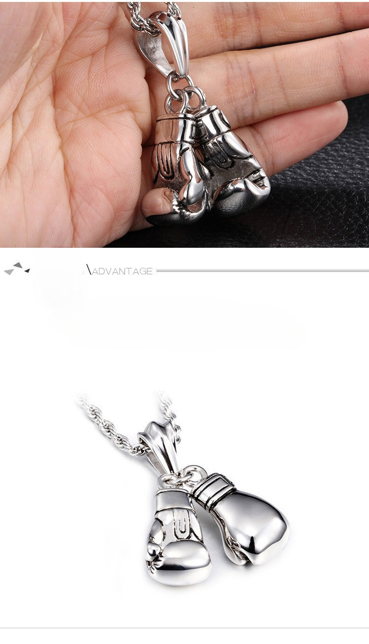 Kemstone Titanium Steel Boxing Glove Pendant – Heavyweight Fist Necklace for Men’s Street & Gym Style KP42085