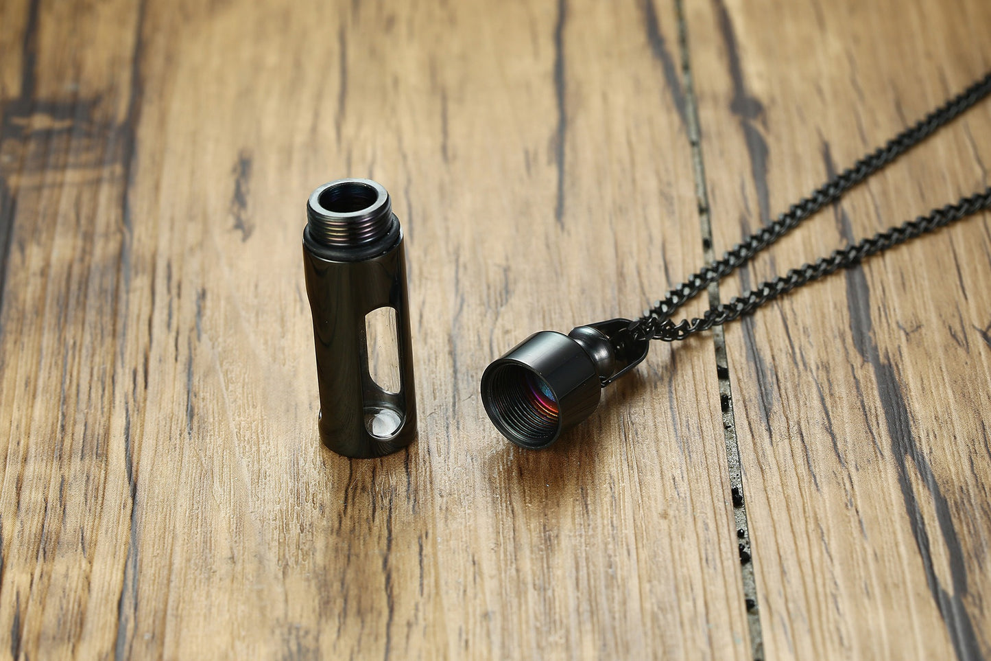 Viking Glass Perfume Bottle Pendant for Men – Stainless Steel Gothic Locket Necklace PN-720