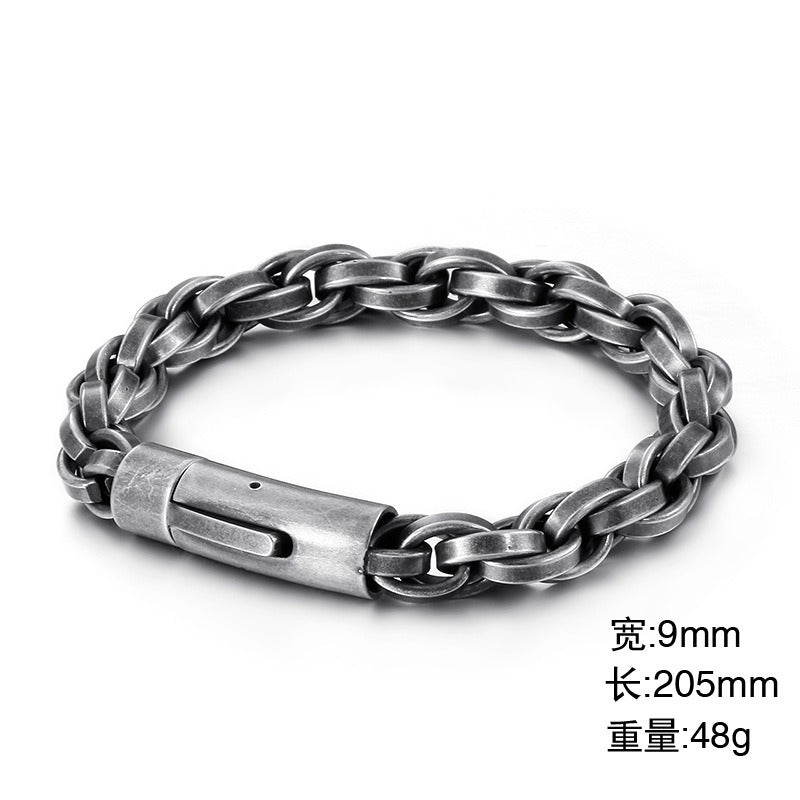Brazalete Kemstone Vintage de acero y titanio para hombre - Diseño minimalista KB119221