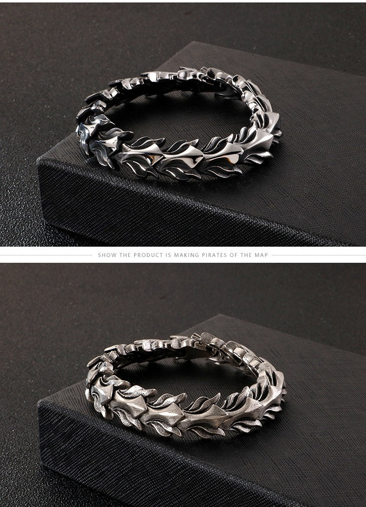 Kemstone Men's Titanium Steel Dragon Bone Chain - Urban Edge Bracelet for Everyday Boldness KB118446