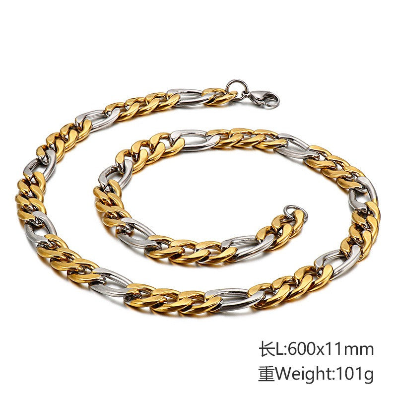 Kemstone NK Link Titanium Steel Chain – Matte & Polished Hip-Hop Necklace for Men KN93442-Z