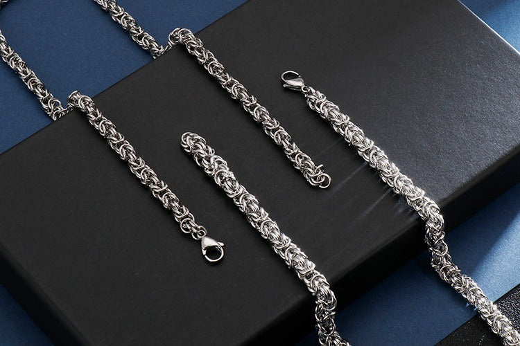 Kemstone Viking Dragonbone Chain Necklace for Men – Stainless Steel Biker Jewelry, 6-8mm KN93419-Z
