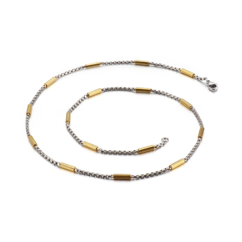 Collana con catena in acciaio al titanio Kemstone - Design geometrico moderno per unisex con osso KN107410-Z