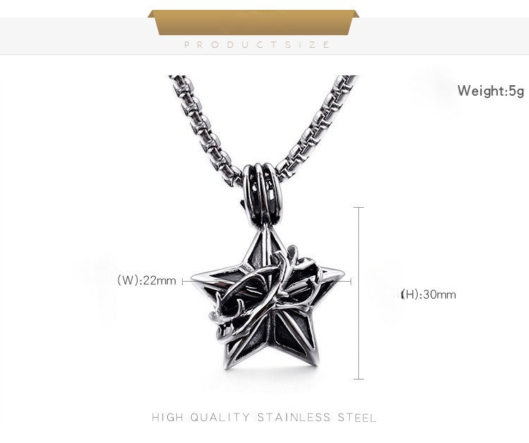 Kemstone Meteorite Star Pendant – Titanium Steel Necklace for Men, Raw Urban Gothic Jewelry KP77555-BD