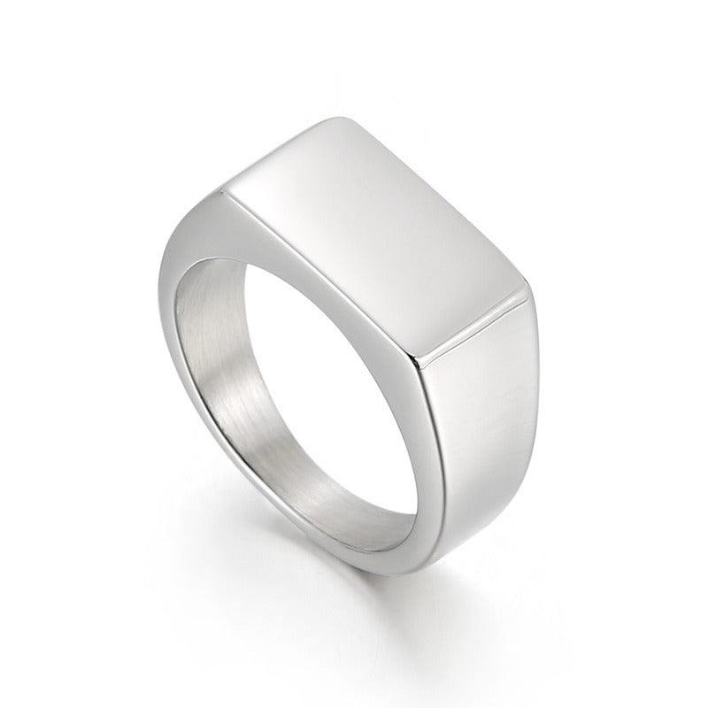 Kemstone Engravable Titanium Steel Ring for Men – Bold Geometric Edge, Custom Stainless Steel Statement Band KR92051