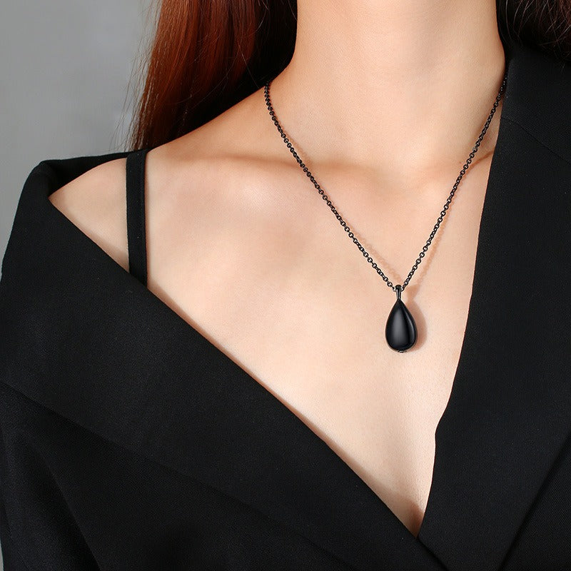 Colgante conmemorativo de acero inoxidable Kemstone con forma de lágrima – Urna de recuerdo para cenizas PN-1261