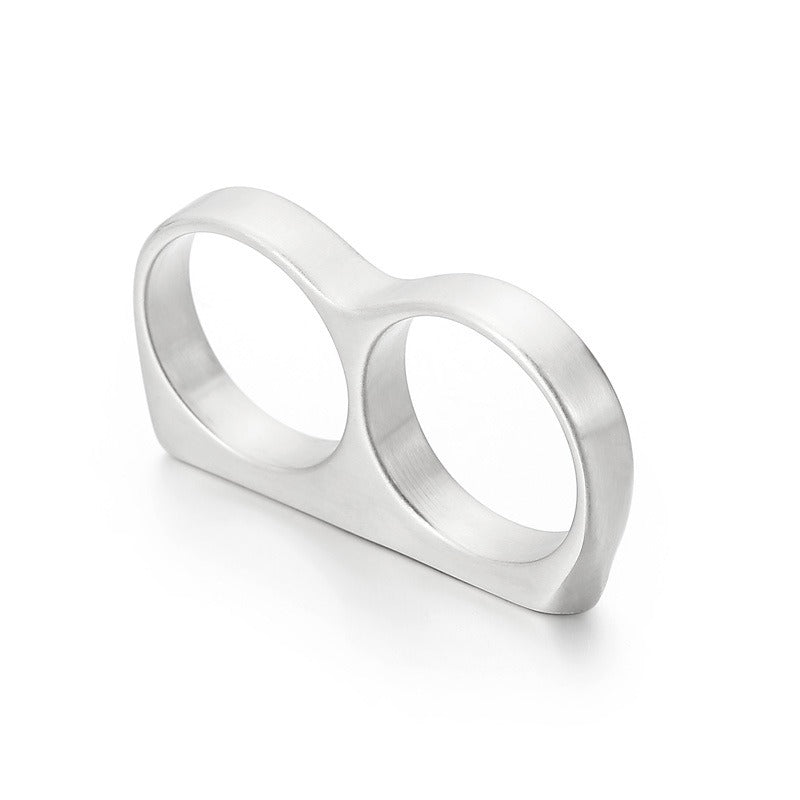 Kemstone Titanium Steel Dual-Loop Knuckle Ring – Smooth Punk Streetwear Men’s Jewelry KR92453