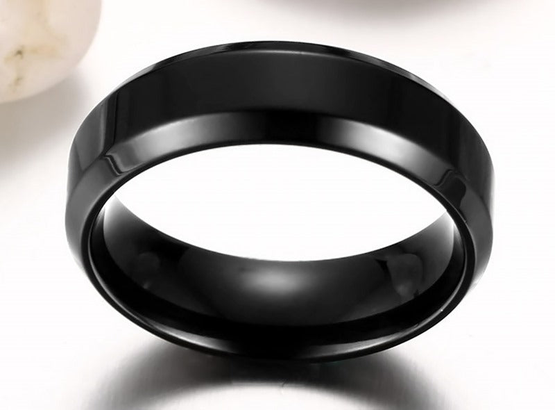 Kemstone Minimalist Power Band – 6mm Stainless Steel Black Ring | Gothic Street Style R-143