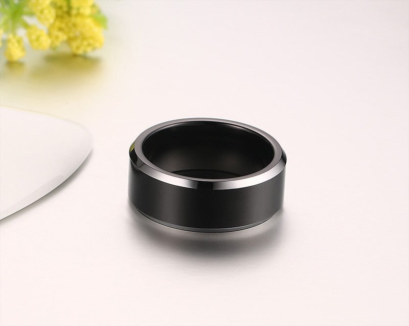 Anillo de carburo de tungsteno Kemstone negro de 8 mm para hombre - Resistente y antiarañazos TCR-032