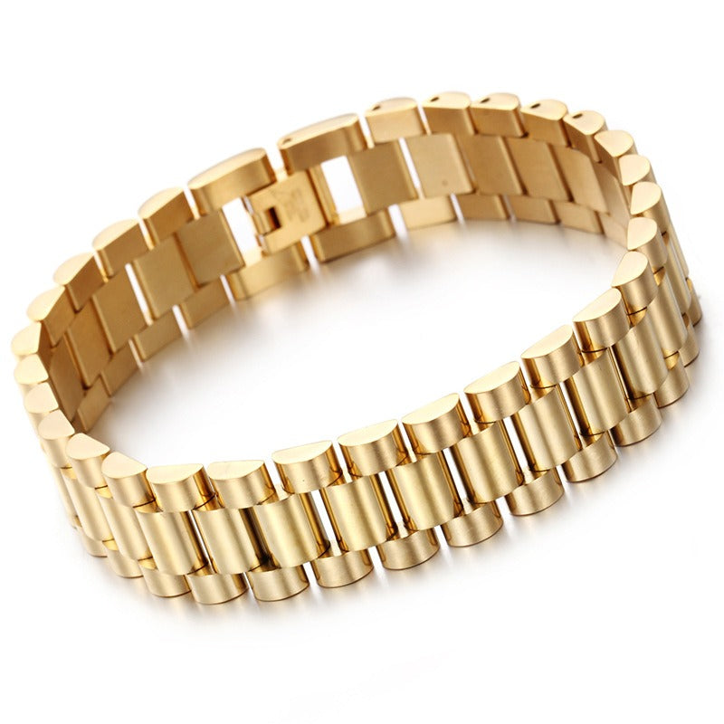 Kemstone Men's Stainless Steel Watchband Bracelet – Adjustable Geometric Hexagon Mesh Design