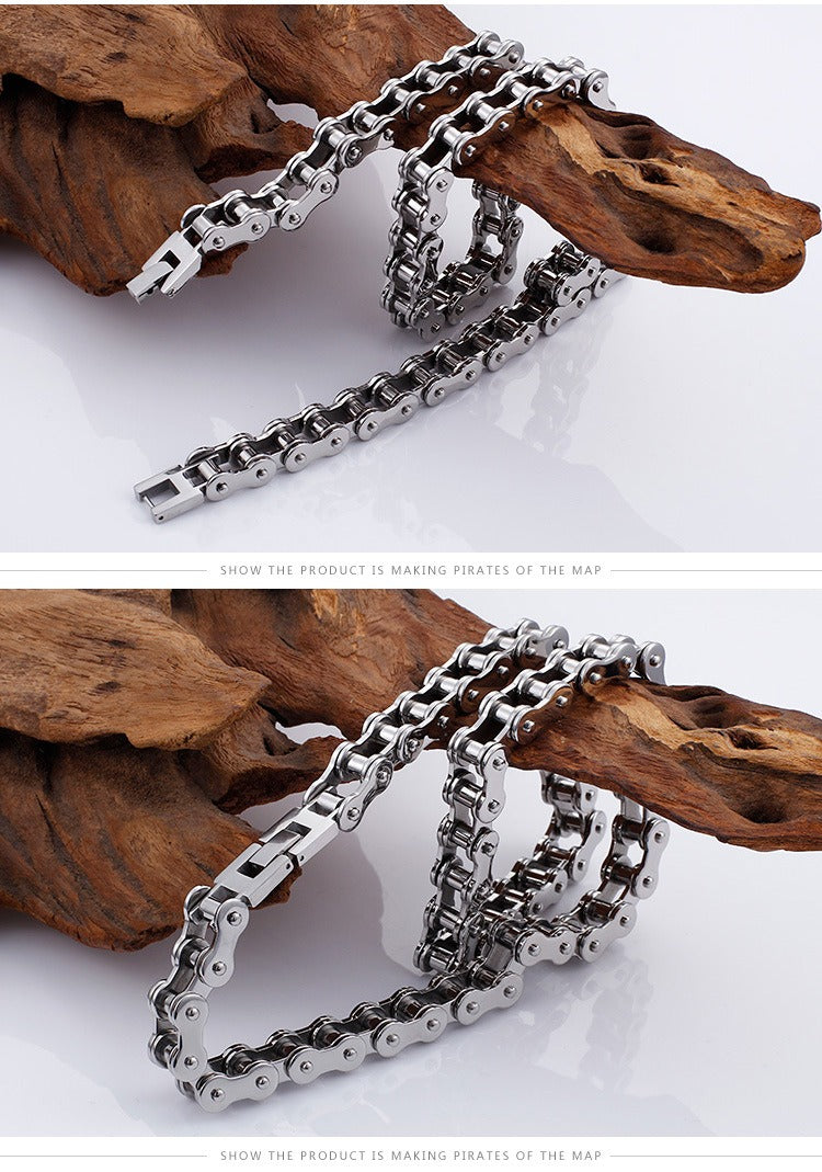Kemstone Titanium Steel Bike Chain Necklace – Urban Style Cycling-Inspired Jewelry KN31603-K