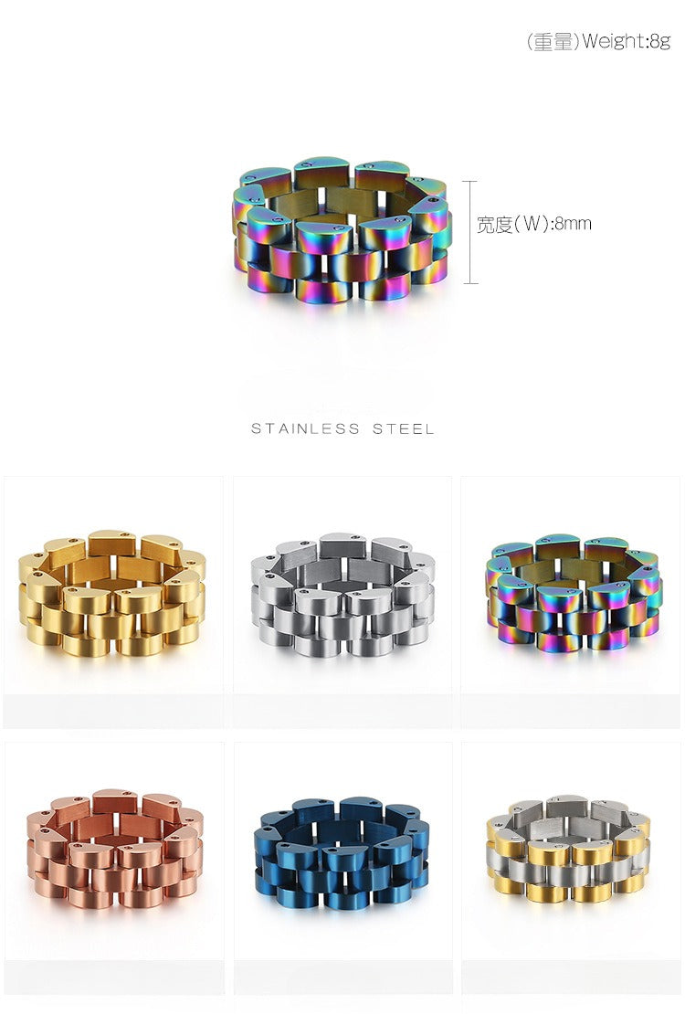 Kemstone Men’s Matte Geometric Ring – 8mm Minimalist Stainless Steel Band KR89119-K