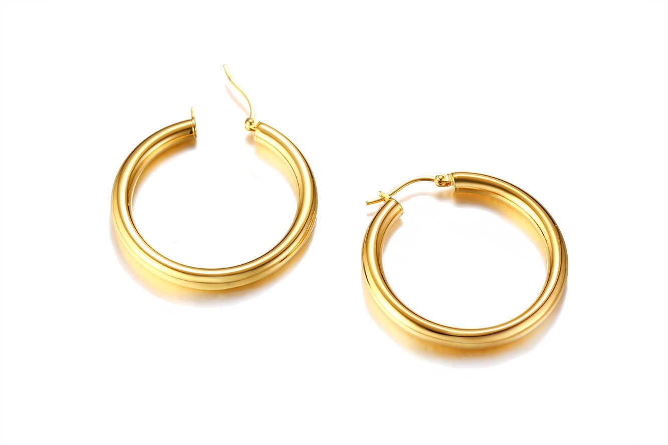 Aros minimalistas de acero y titanio Kemstone para mujer: oro y plata - Elegancia ligera y cotidiana EH-239