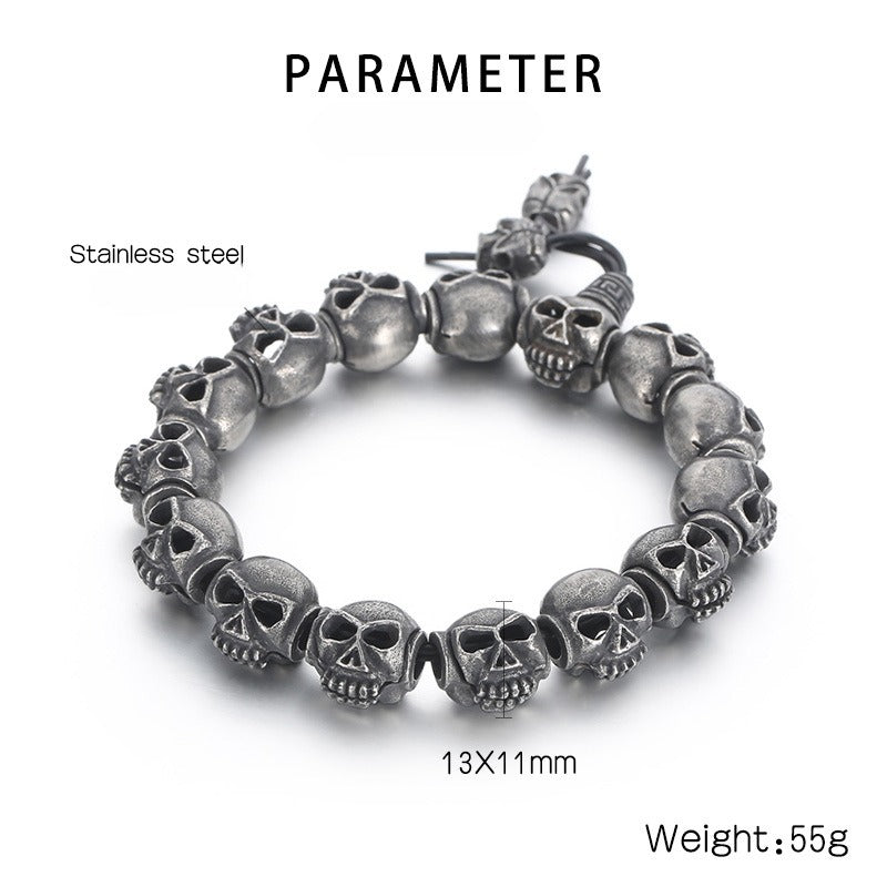 Kemstone Titanium Steel Gothic Skull Elastic Rope Bracelet for Men KB161368-KJX