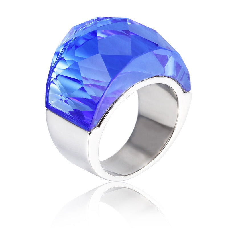 Anillo de oro de 18 quilates con baño electrolítico al vacío de Kemstone y cristal multicolor, diseño de estética simplificada KR31887-K