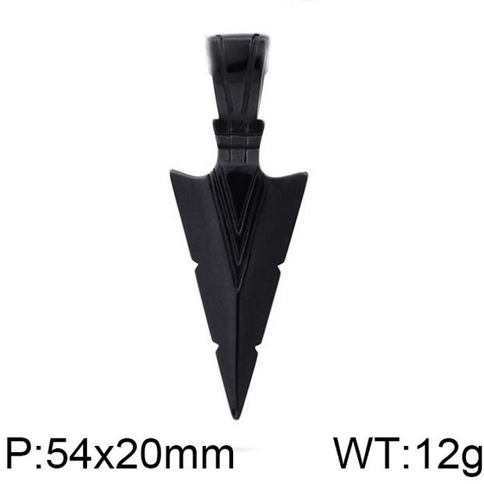 Kemstone Men’s Stainless Steel Arrowhead Necklace – Triangle Vintage Jewelry, Gold/Silver/Black KP79565-K