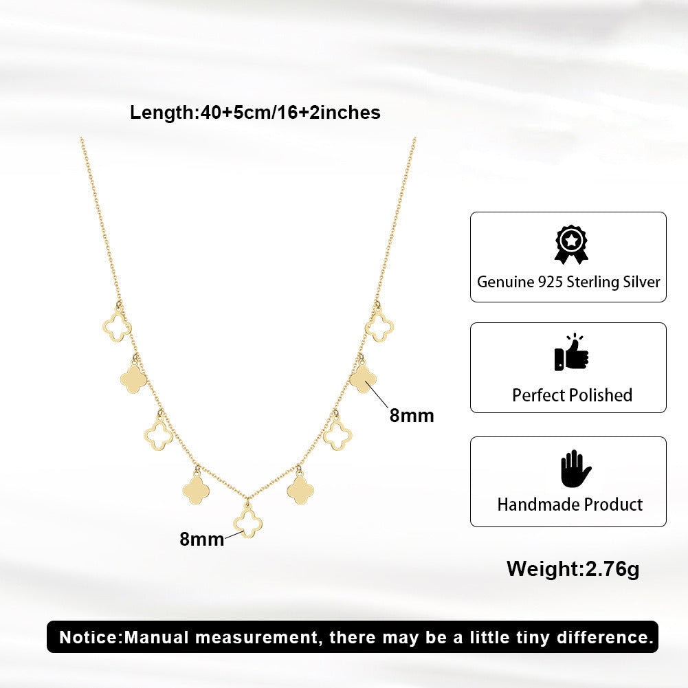 925 Sterling Silver Clover Necklace – Gold & Silver Four Leaf Pendant Choker | Kemstone A4-BQN24