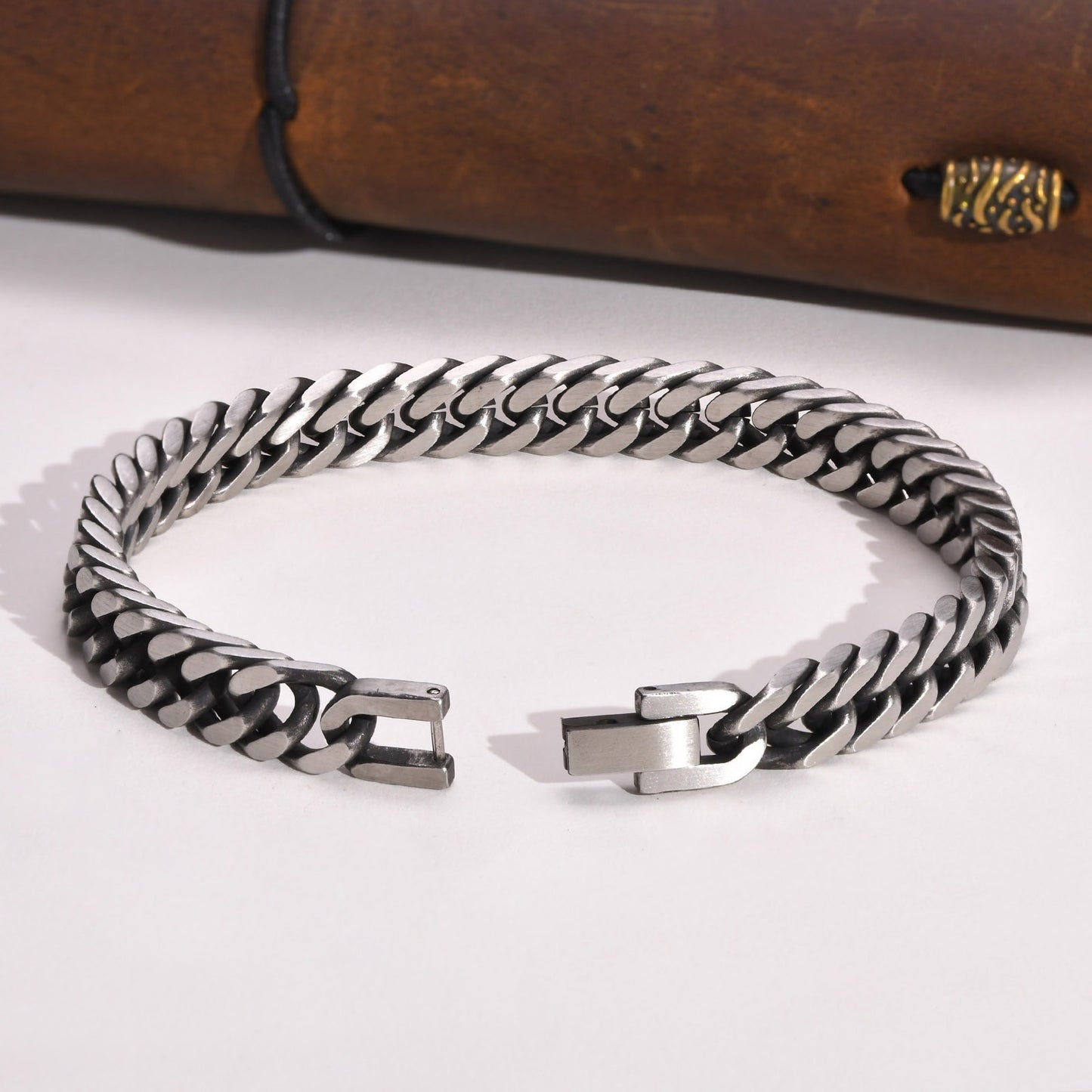 Kemstone Bold Cuban Link Stainless Steel Bracelet – Heavyweight Viking Style Chain for Men BR-475