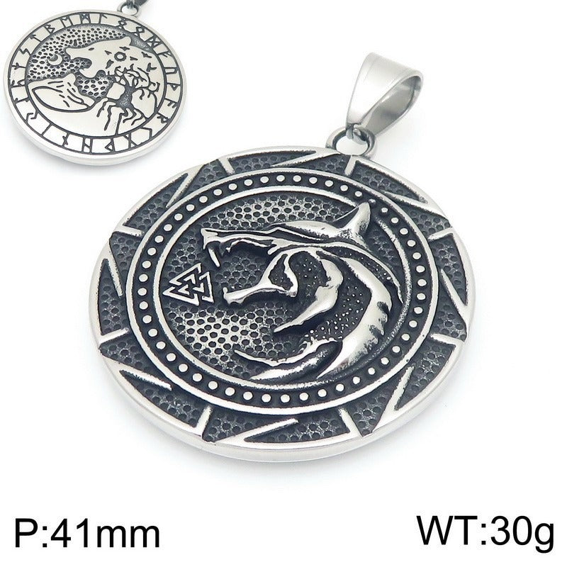Kemstone Viking Wolf Pendant Necklace for Men – Stainless Steel Symbol Jewelry KP116382-MZOZ