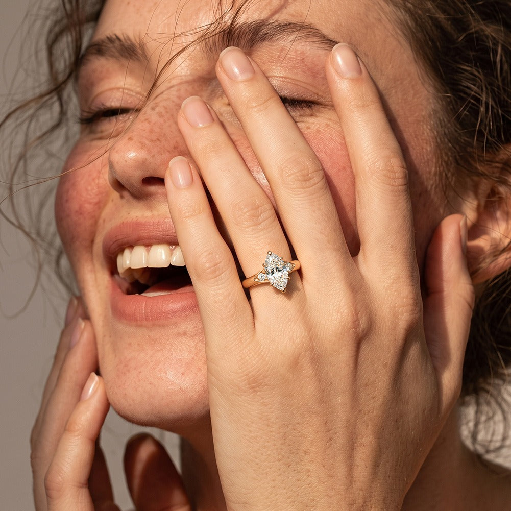 Kemstone 1CT Marquise Moissanite Ring for Women 925 Sterling Silver SMOR30