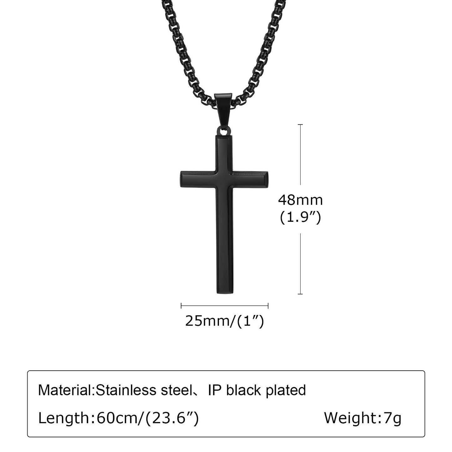 Steel Cross Pendant Necklace – Polished Minimalism in Silver, Gold & Black PN2045
