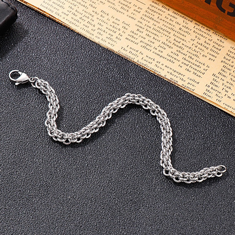 Set di catene in acciaio al titanio Kemstone da uomo – Duo collana e bracciale minimalisti KS139206-Z