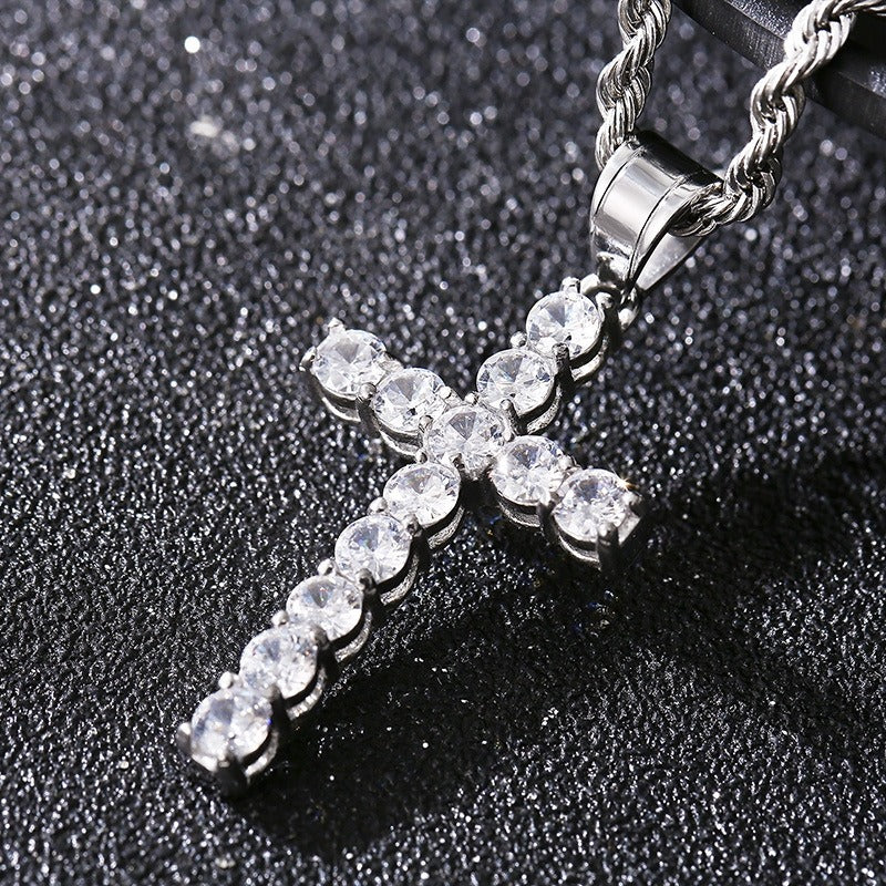 Ciondolo a croce in acciaio inossidabile Kemstone Urban Edge - Zircone micro-incastonato Hip-Hop per uomo KP116402